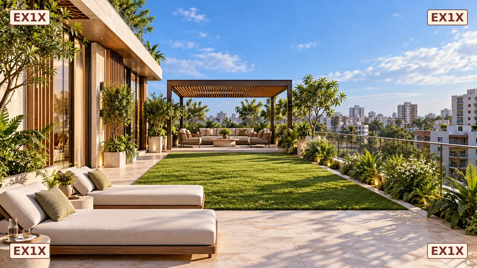 Rooftop grass terrace