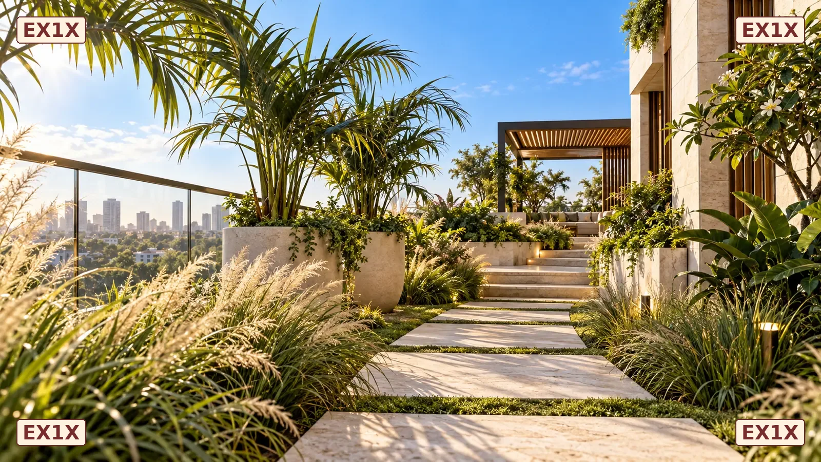 Rooftop garden path