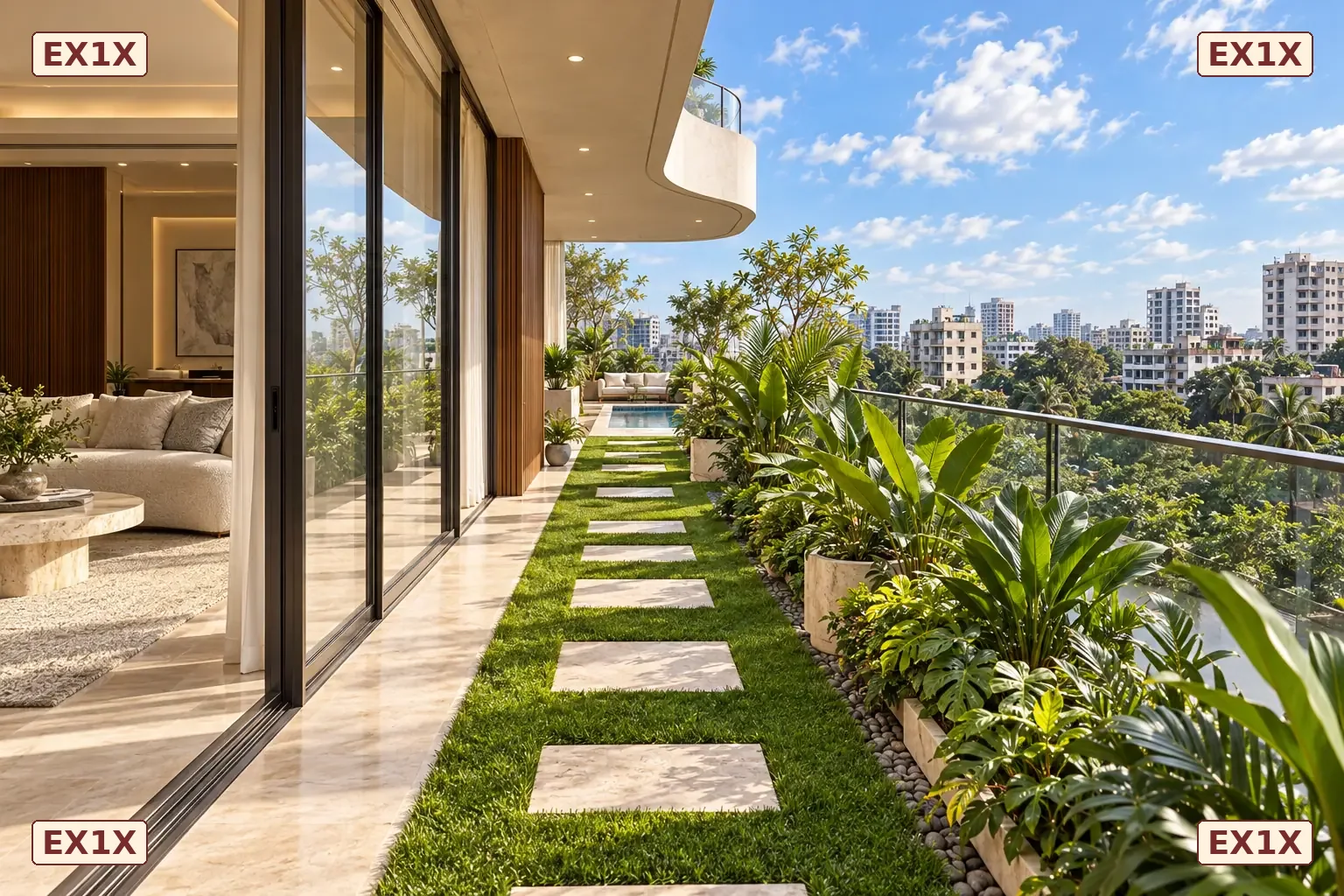 Grass walking terrace